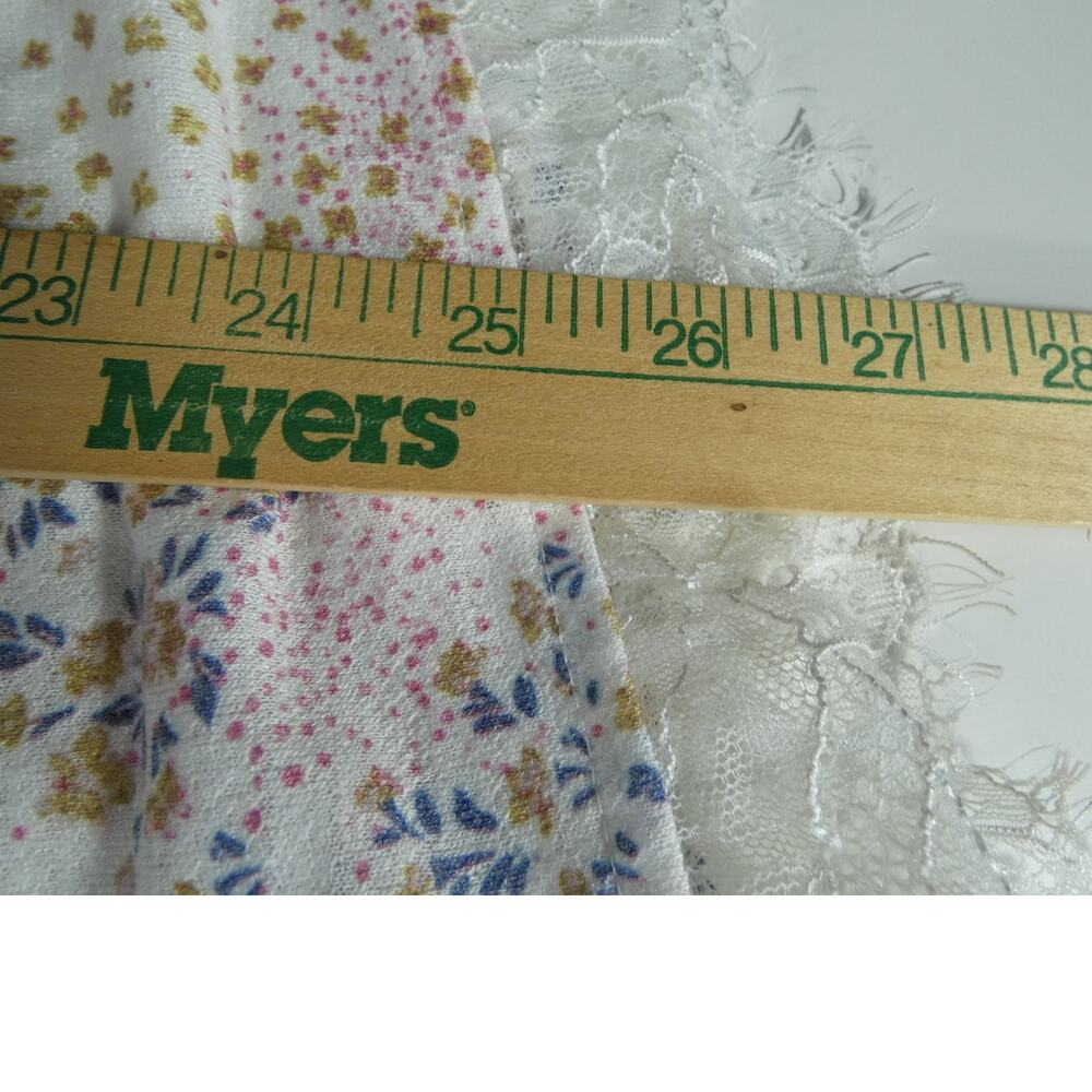 LC Lauren Conrad Large Tunic Bow Back Closure Lace Fringe Hem Floral Design Boho - Picture 6 of 9